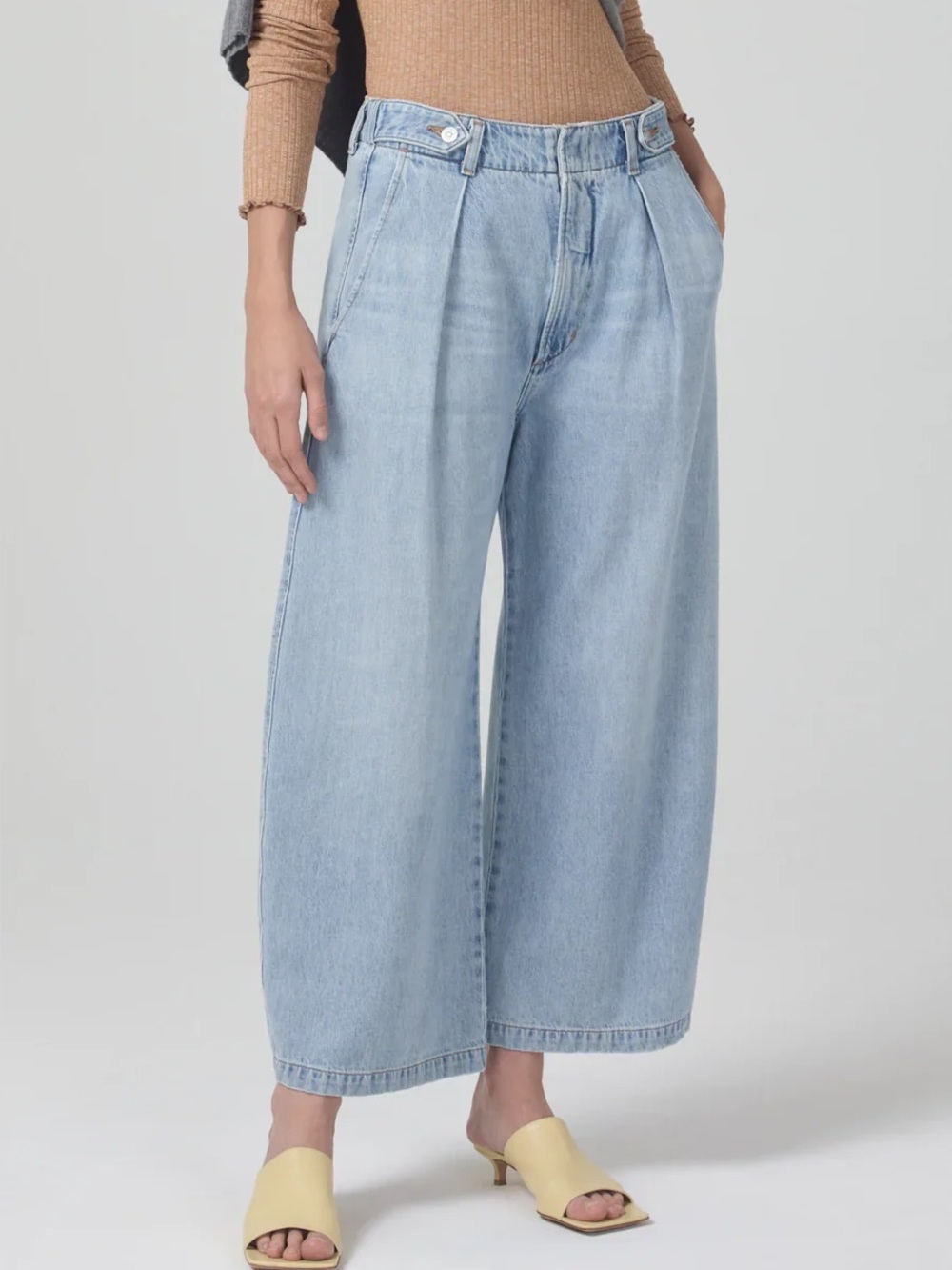 NWT Citizens of Humanity Payton Pleated Trouser Jeans Wide Leg Denim Roma Blue - Picture 4 of 7